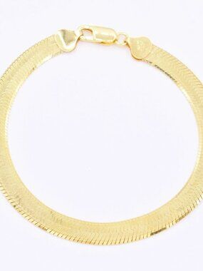 14K Plated Sterling Silver Herringbone Bracelet – 7mm
